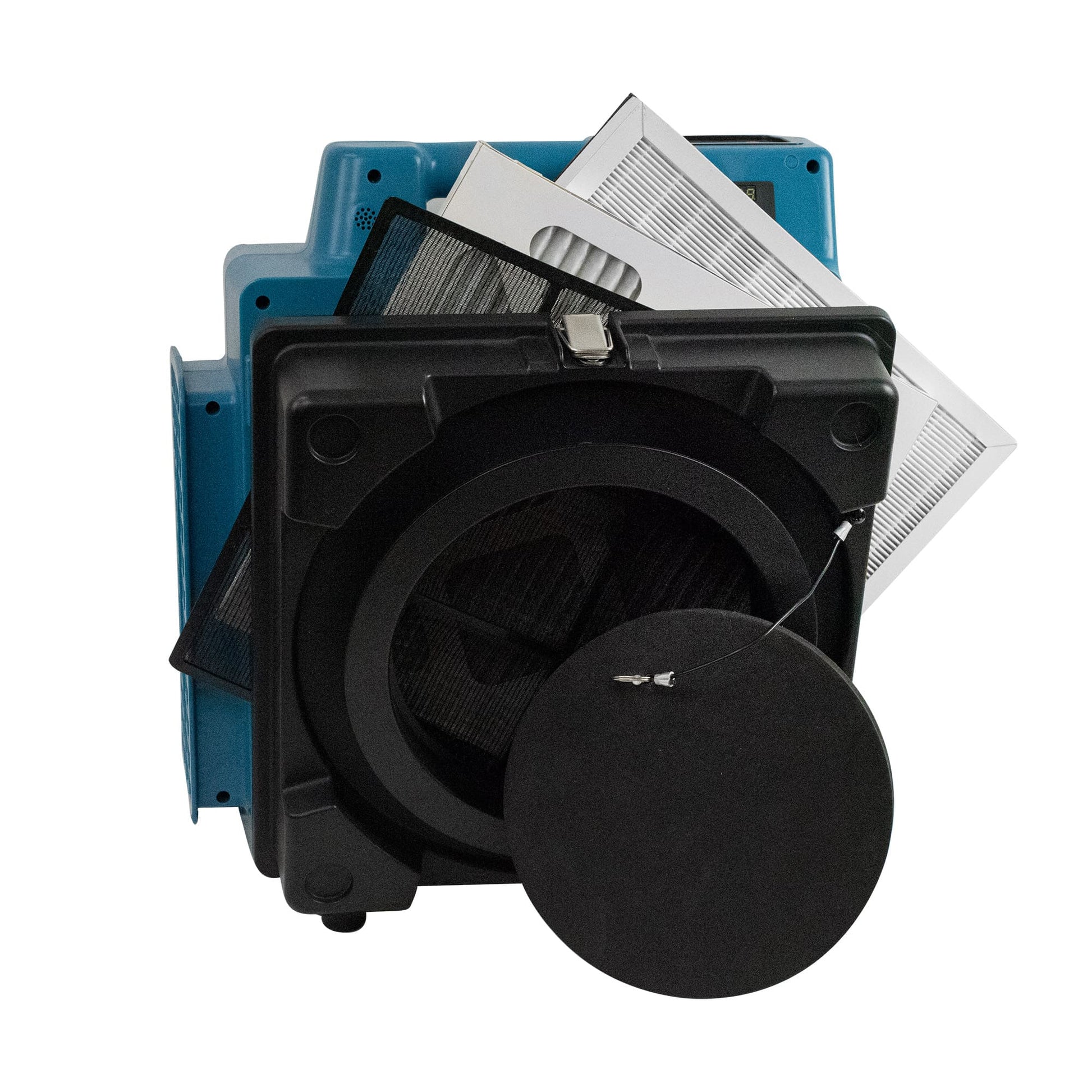 Stack of air filter components on a white background XPOWER X-2700 Professional
