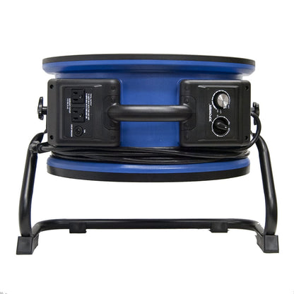 x-48atr Blue and black industrial fan with visible wiring on a white background