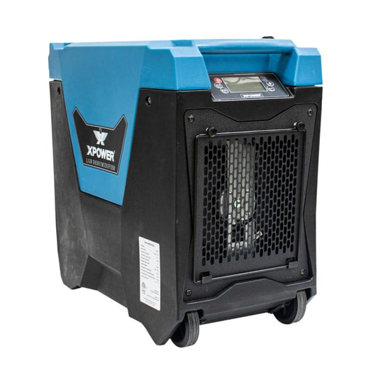 Blue and black xpower xd-85l2 dehumidifier with XPOWER branding on a white background